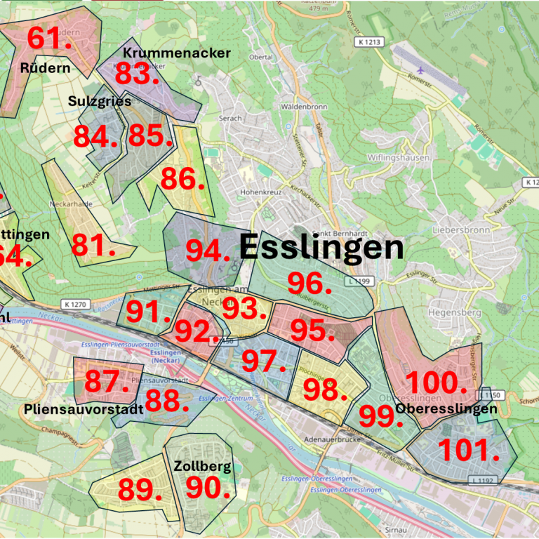 Esslingen Verteilergebiete