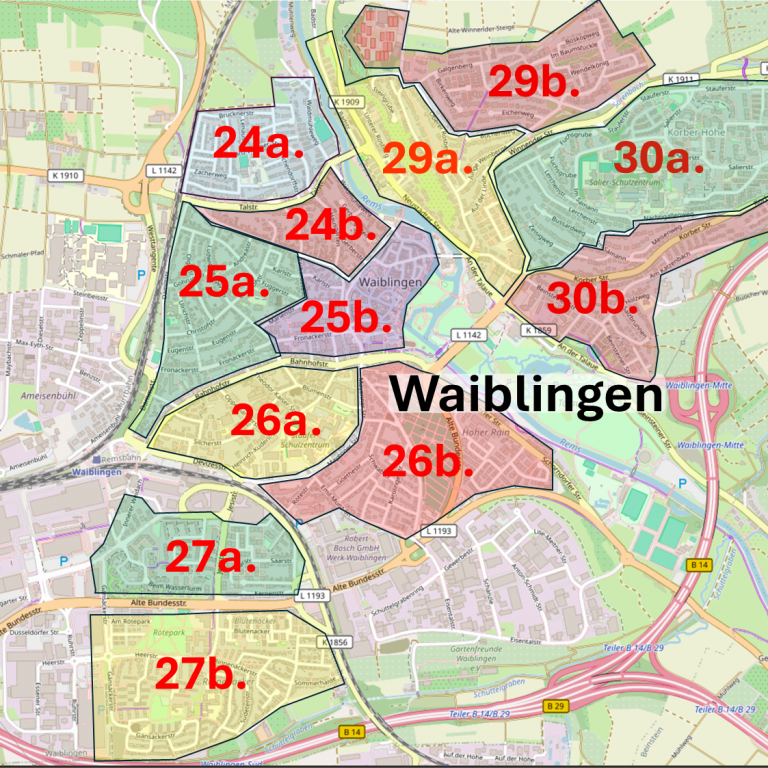 Waiblingen Verteilergebiete